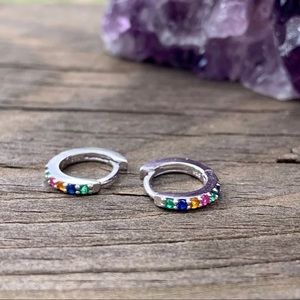 ❣️SOLD❣️Sterling Silver Multicolored Hoop Earrings
